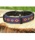 Bracelet Ethnique Tibétain cuir et tissus - Dominante bleue