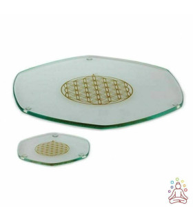 Sous verre dynamisation avec une Fleur de Vie en or - 9cm