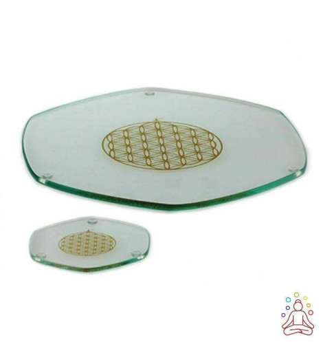 Sous verre dynamisation avec une Fleur de Vie en or - 9cm