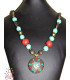 Collier Bohème Tibétain cloisonné disque-encens tradition