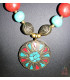 Collier Bohème Tibétain cloisonné disque-encens tradition