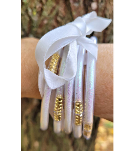 Bracelets Joncs Bouddhistes Paillettes Blanches