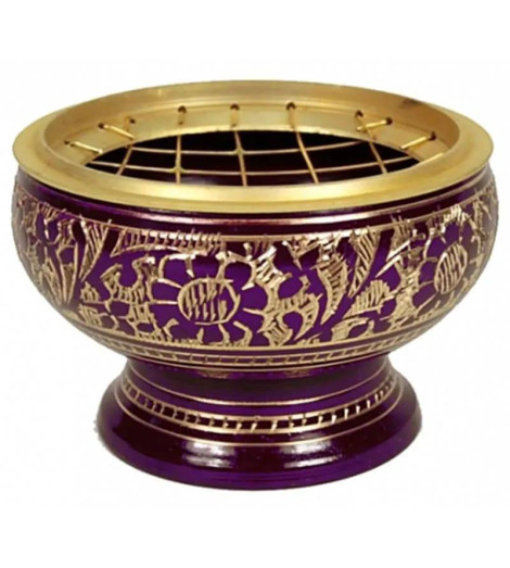 Brule Encens Laiton à Grille Purple