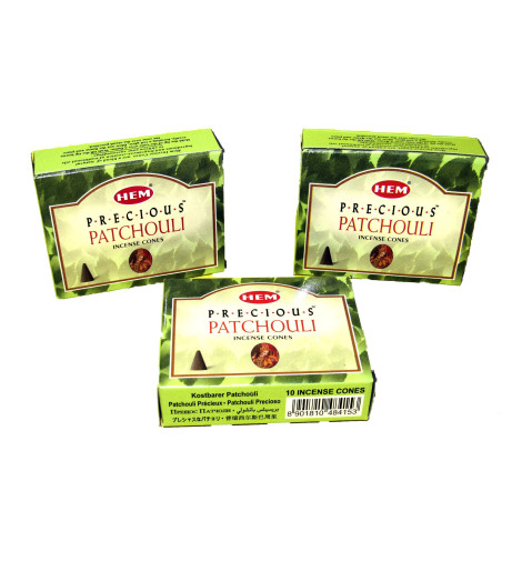 Encens Patchouli précieux en cônes - Lot de 3 boites