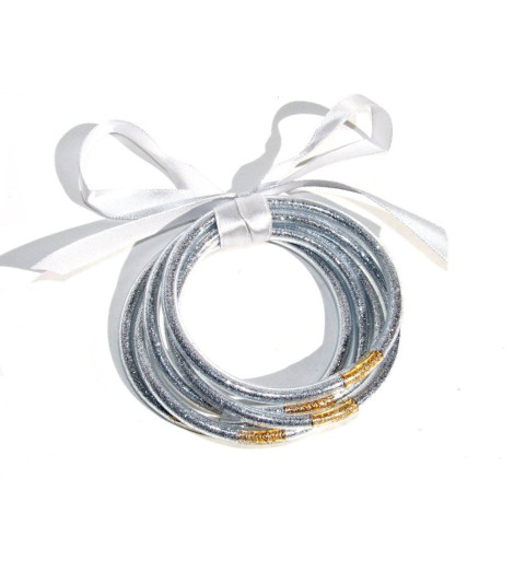 Bracelets Joncs Bouddhistes Paillettes Argent