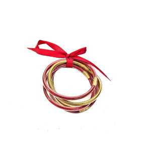 Bracelets Joncs Bouddhistes Paillettes Rouge et Or