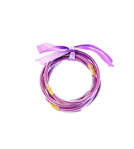 Bracelets joncs Bouddhistes Paillettes Lilas