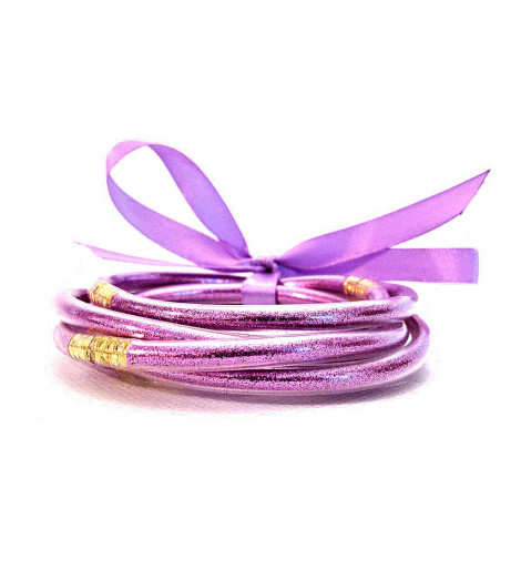 Bracelets joncs Bouddhistes Paillettes Lilas
