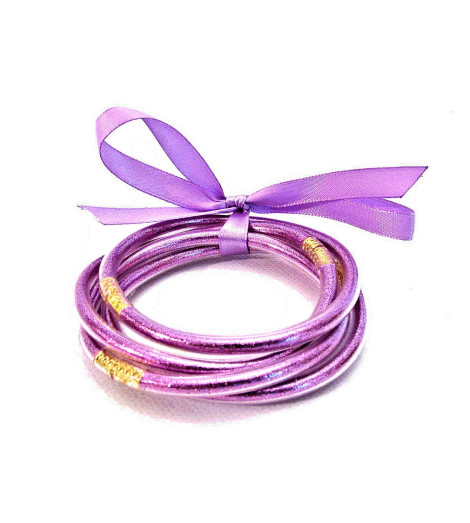 Bracelets joncs Bouddhistes Paillettes Lilas