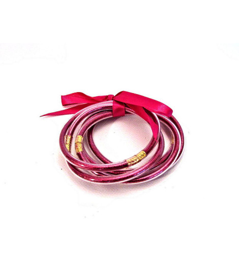 Bracelets Joncs Bouddhistes Paillettes Rose Fushia