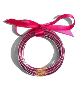 Bracelets Joncs Bouddhistes Paillettes Rose Fushia