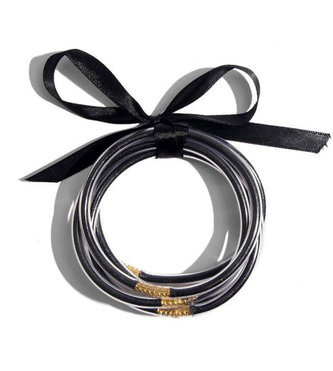 Bracelets Joncs Bouddhistes Paillettes Noires