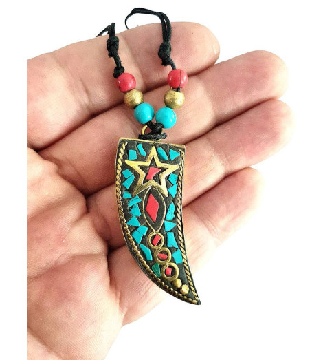 Pendentif Tibétain Cloisonné Etoile - Bijoux Ethnique