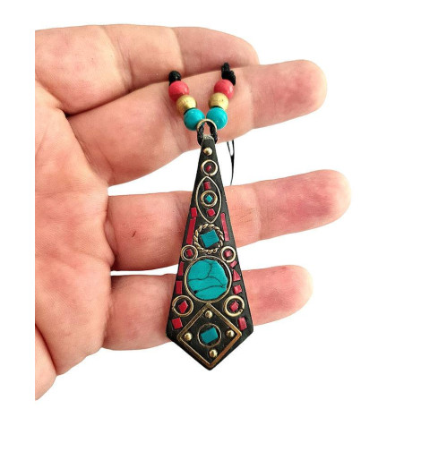 Pendentif Tibétain Cloisonné - Cérémonie
