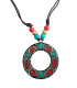 Pendentif Tibétain Disque Cloisonné