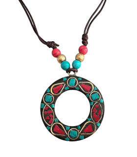 Pendentif Tibétain Disque Cloisonné