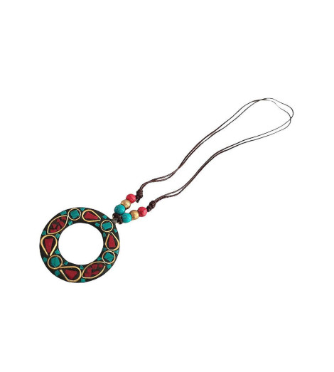Pendentif Tibétain Disque Cloisonné