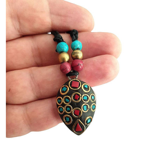 Pendentif Tibétain Cloisonné Goutte - Bijoux Ethnique