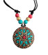 Pendentif Tibétain Disque Solaire Bleu Cloisonné