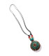Pendentif Tibétain Disque Solaire Bleu Cloisonné