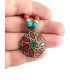 Pendentif Tibétain Disque Solaire Rouge