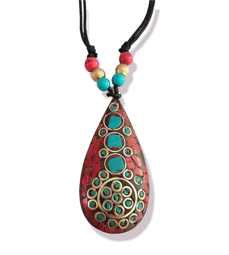 Pendentif Tibétain Cloisonné - Bijoux Porte Bonheur