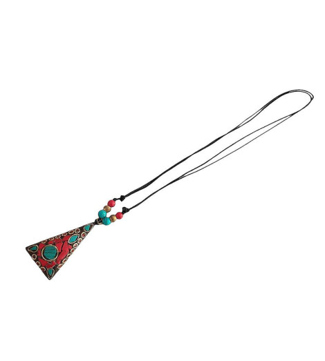 Pendentif Tibétain Cloisonné Forme Triangle