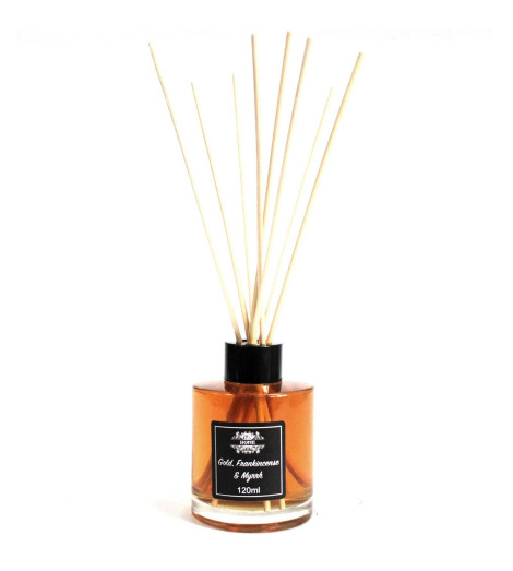 Diffuseur de Parfum à Roseaux - Huile Parfumée Or, Encens & Myrrhe
