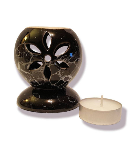 Brûle Parfum en Terre Cuite pour Huile Parfumée - Noir