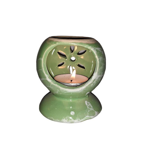 Brûle Parfum en Terre Cuite pour Huile Parfumée - Vert d'Eau