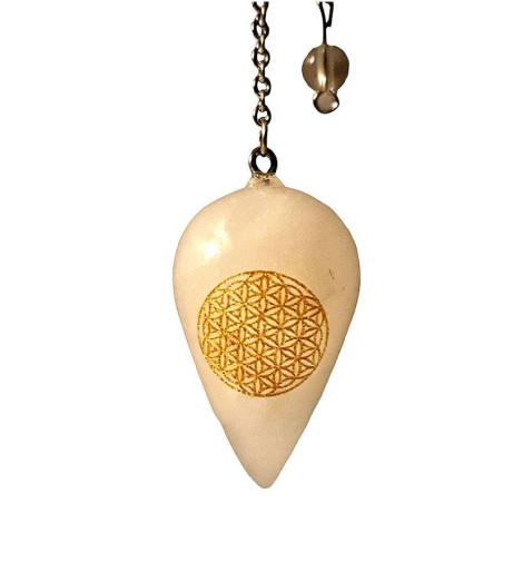 Pendule Divinatoire Quartz Naturel et Fleur de Vie
