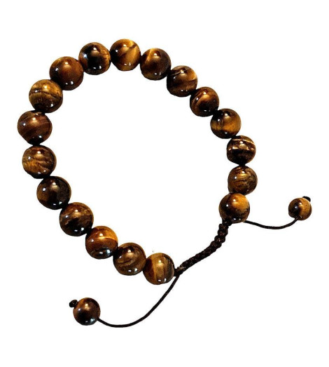 Bracelet en Pierre Véritable Œil de Tigre Fabriqué au Népal