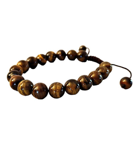 Bracelet en Pierre Véritable Œil de Tigre Fabriqué au Népal