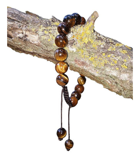 Bracelet en Pierre Véritable Œil de Tigre Fabriqué au Népal