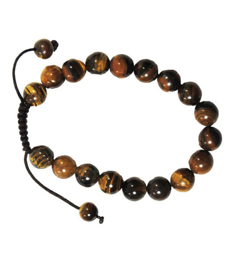 Bracelet en Pierre Véritable Œil de Tigre Fabriqué au Népal