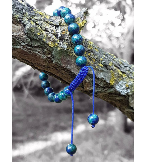 Bracelet en Pierre Véritable Azurite - Fabriqué au Népal