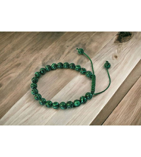 Bracelet Tibétain Malachite Pierre Véritable