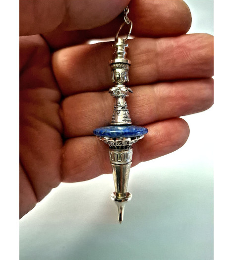 Pendule Divinatoire Hindou Lotus - Pièce Unique - Lapis Lazuli