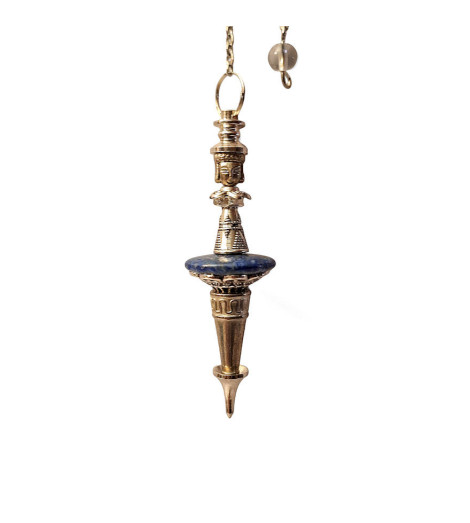 Pendule Divinatoire Hindou Lotus - Pièce Unique - Lapis Lazuli