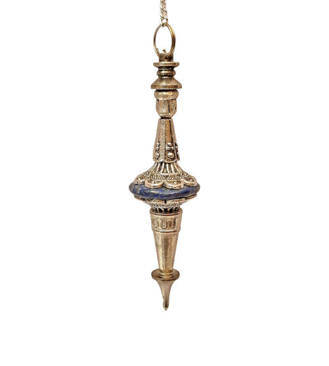 Pendule Divinatoire Hindou Double Lotus - Pièce Unique - Lapis Lazuli