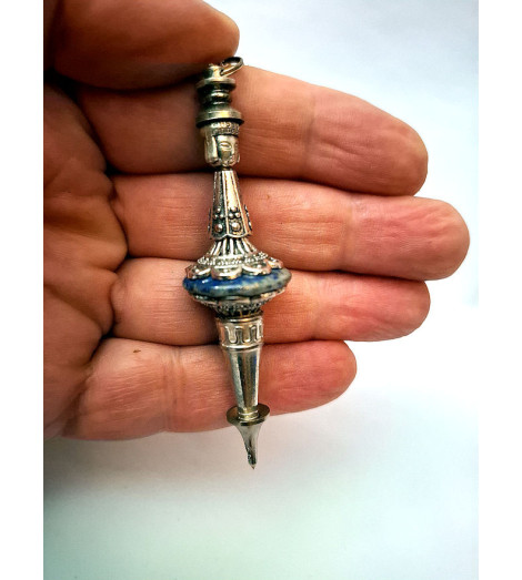 Pendule Divinatoire Hindou Double Lotus - Pièce Unique - Lapis Lazuli