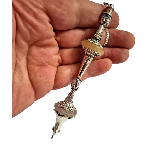 Pendule Divinatoire Hindou Double Lotus Long - Pièce Unique