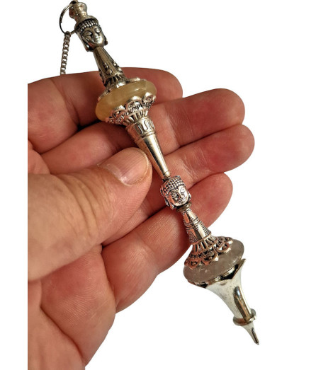Pendule Divinatoire Hindou Double Lotus Long - Pièce Unique