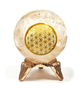 Sphère Orgonite Sélénite Fleur de Vie