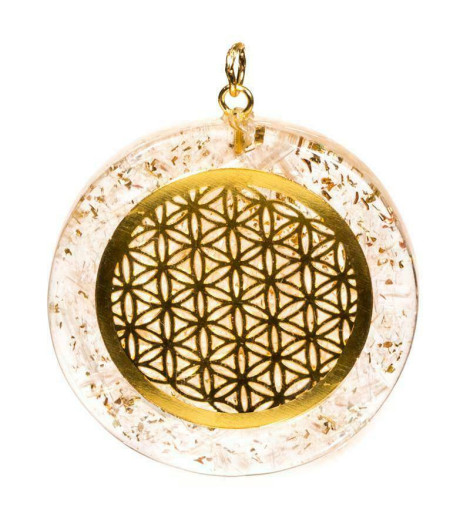 Pendentif Fleur de Vie en Orgonite et Sélénite