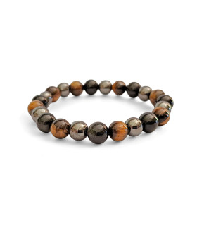 Bracelet Protection Obsidienne Noire, Hematite, Oeil de Tigre perles 8mm