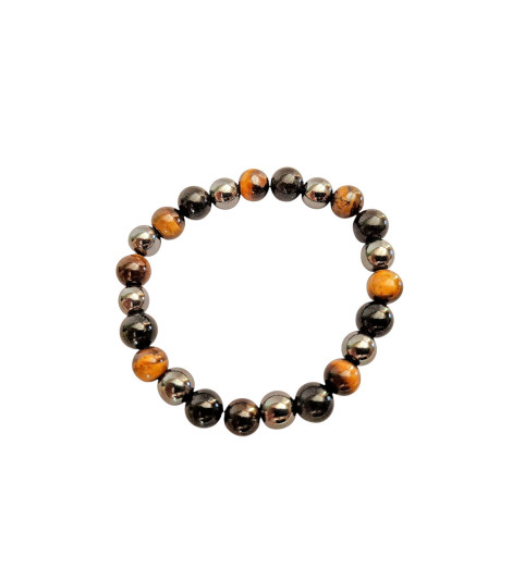 Bracelet Protection Obsidienne Noire, Hematite, Oeil de Tigre perles 8mm