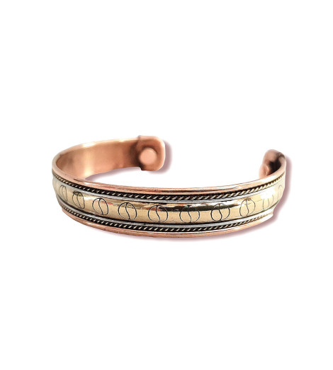 Bracelet Cuivre Aimants - Décor Tao vue de face