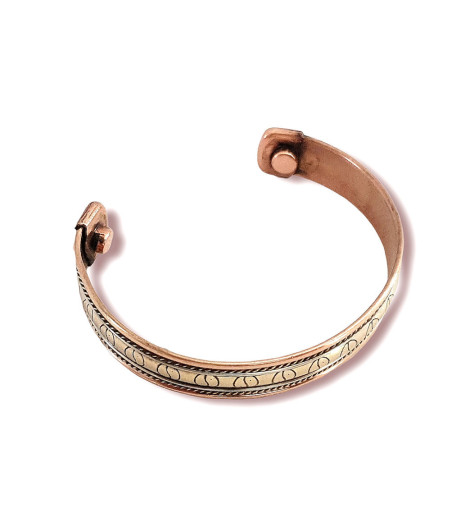 Bracelet Cuivre Aimants - Décor Tao vue de dessus