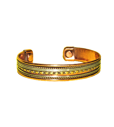 Bracelet en Cuivre Aimanté – Décor Losanges vu de face